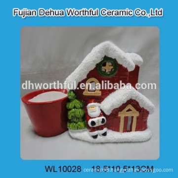 Red Christmas house design Ceramic flower Pot